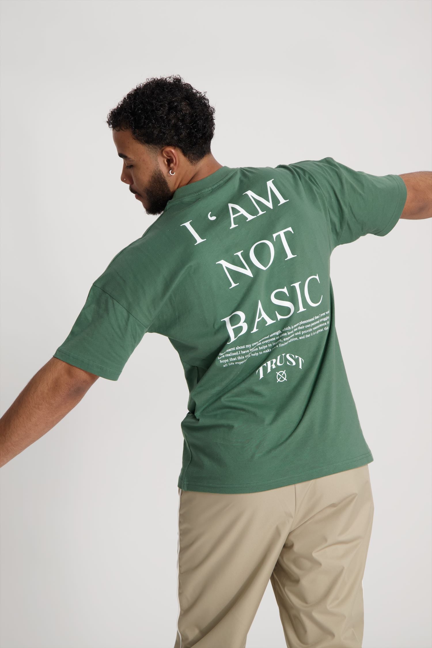 'I'AM NOT BASIC' Green Tee