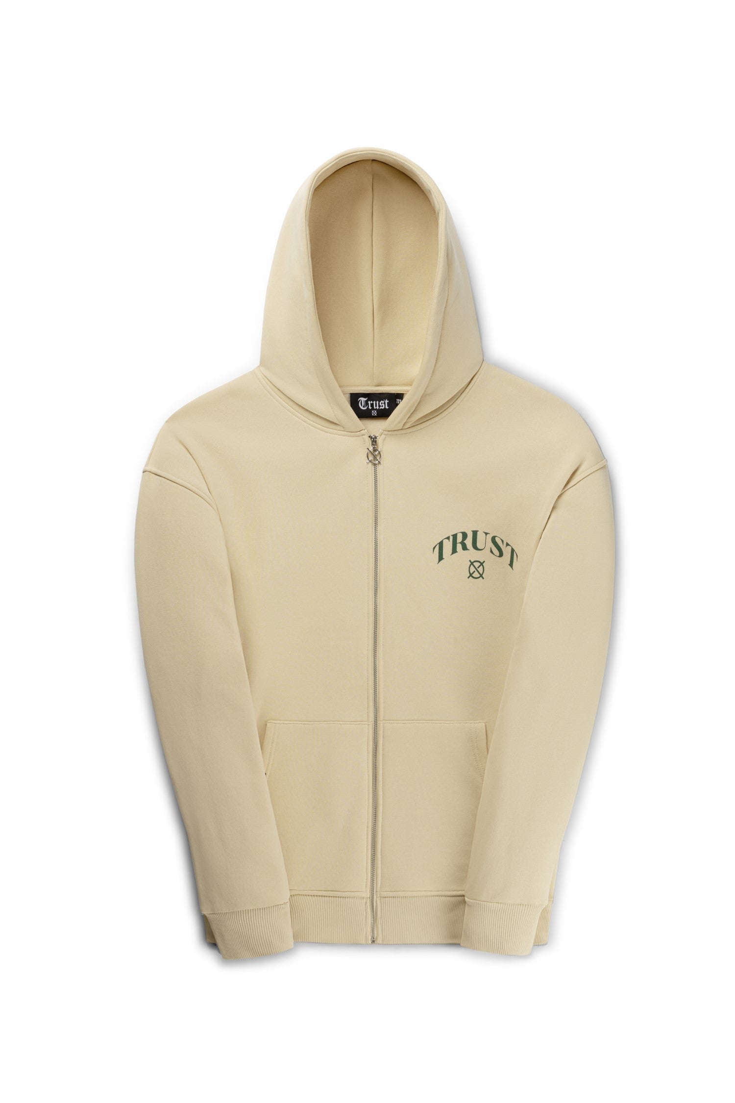 'I'AM NOT BASIC' Beige Zipper Hoodie