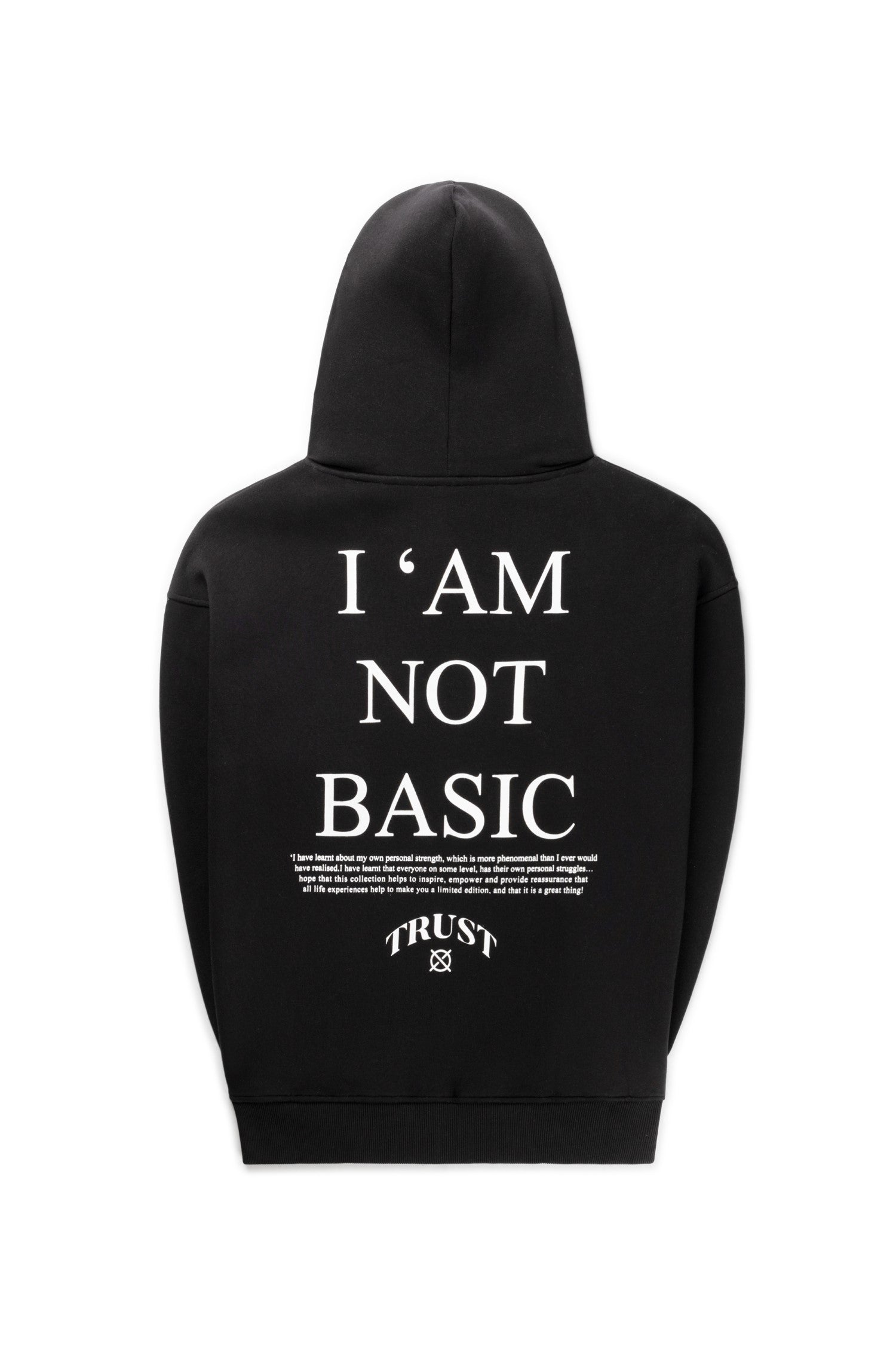 'I'AM NOT BASIC' Black Zipper Hoodie