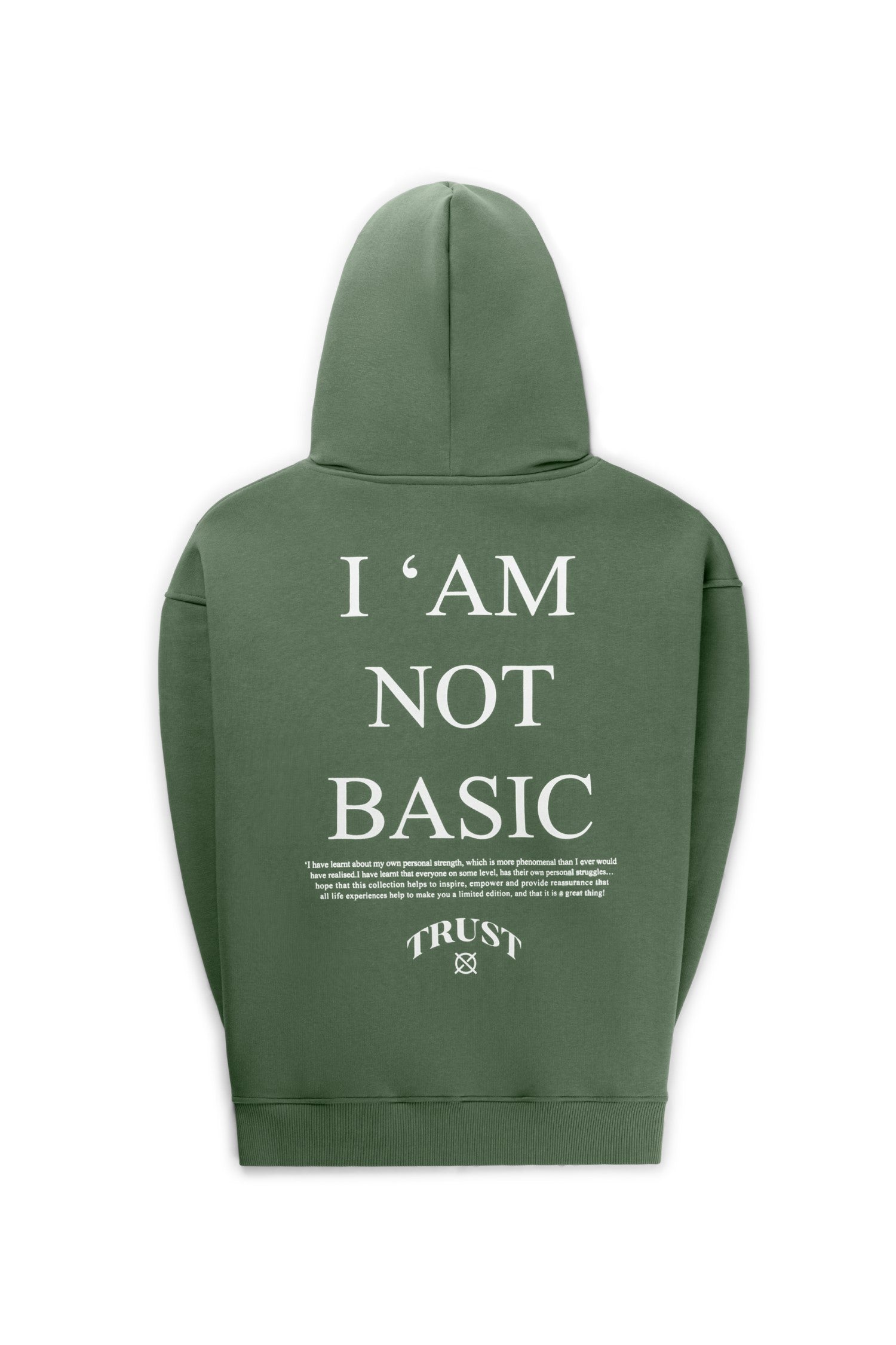 'I'AM NOT BASIC' Green Zipper Hoodie