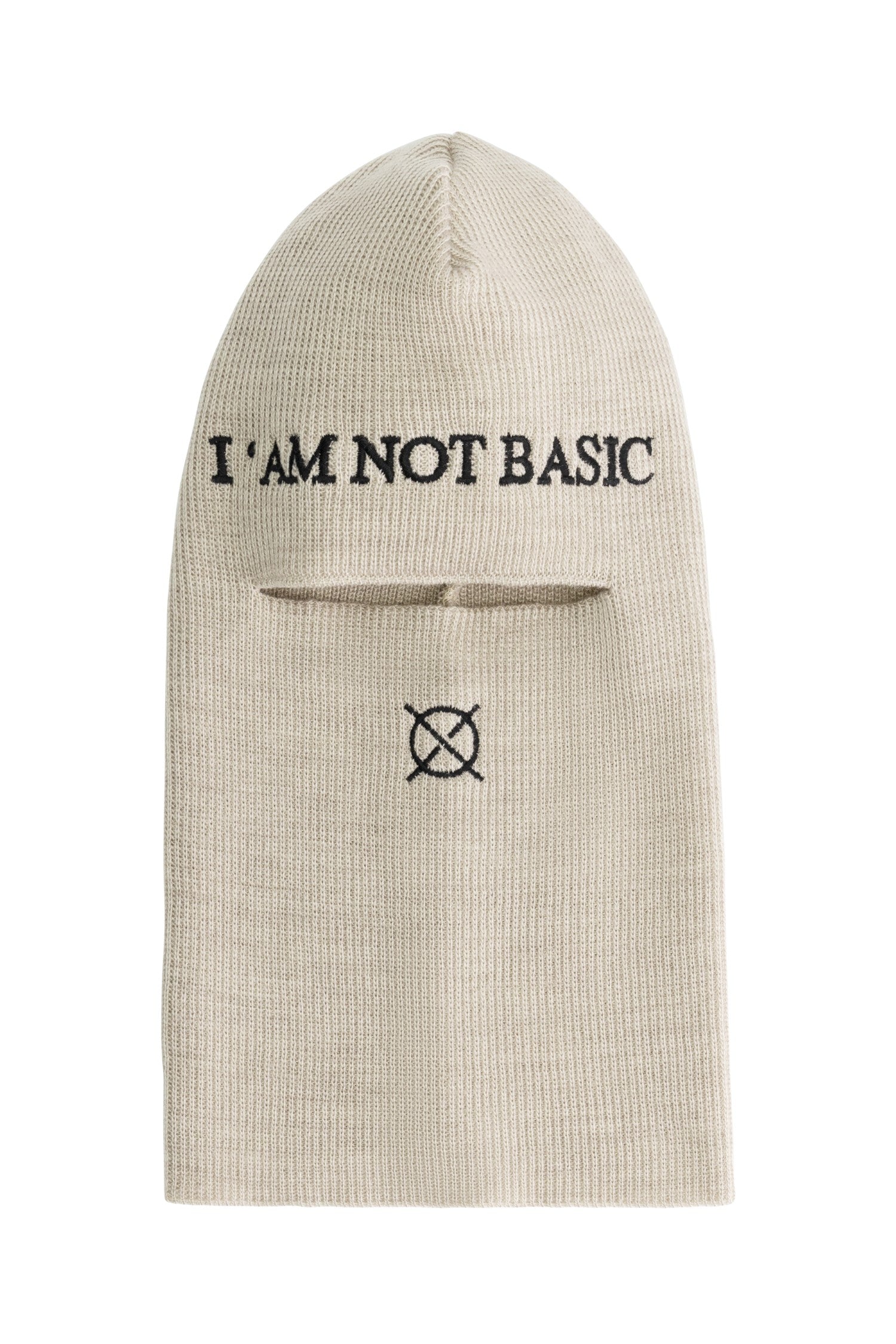'I'AM NOT BASIC' Beige Balaclava