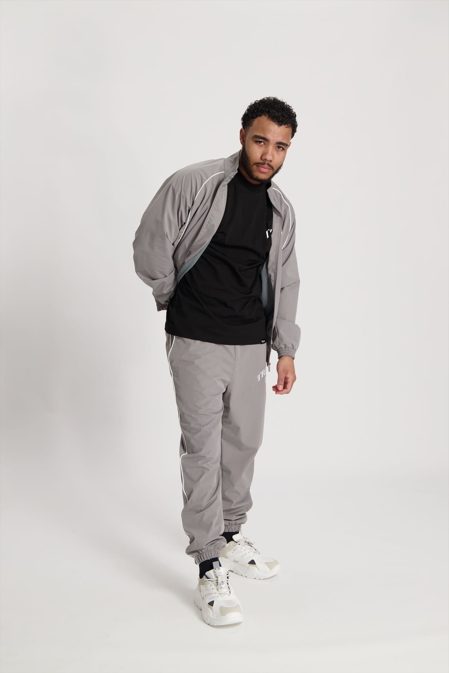 'I'AM NOT BASIC' Grey Tracksuit Pants
