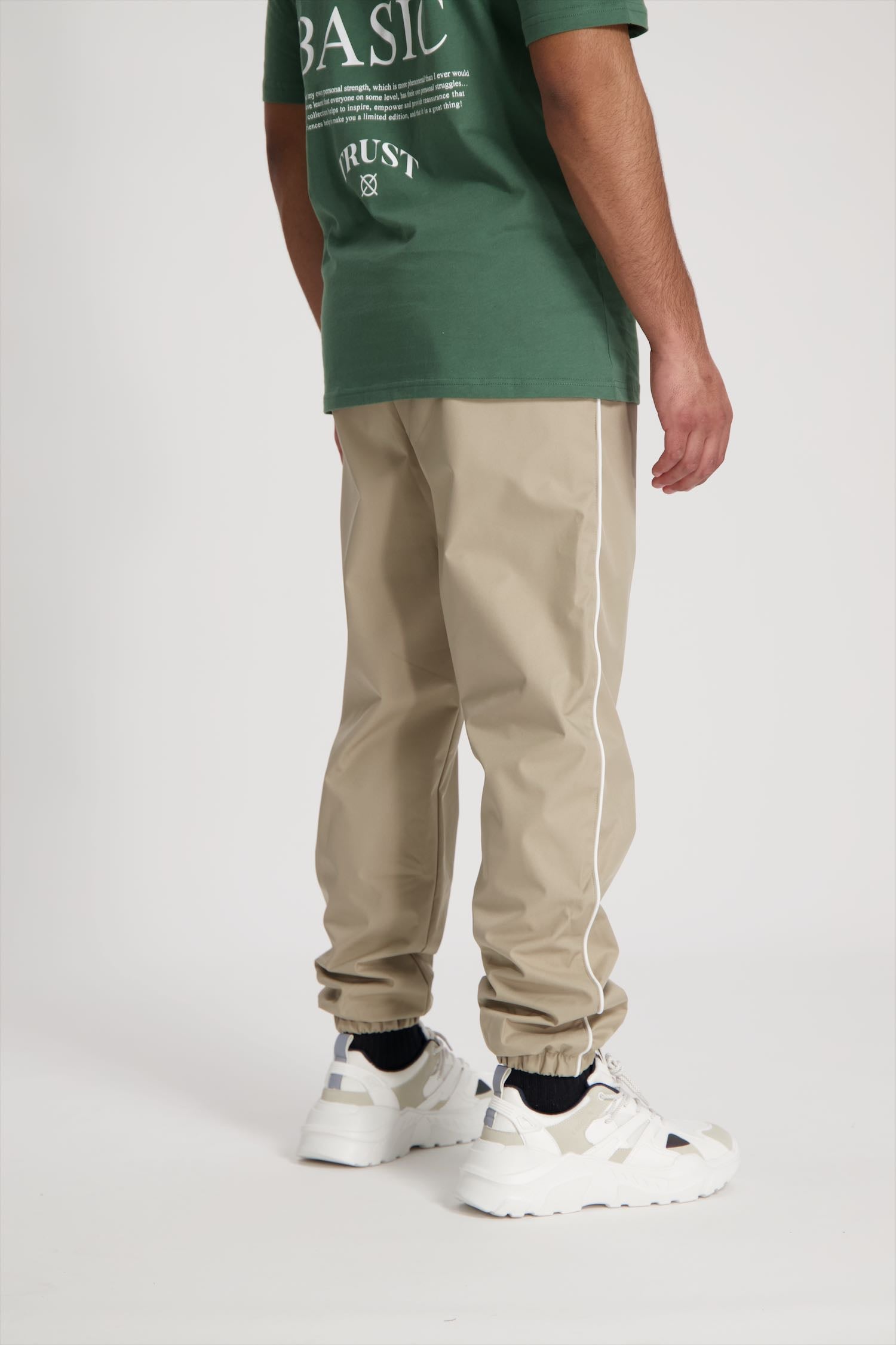 'I'AM NOT BASIC' Beige Tracksuit Pants