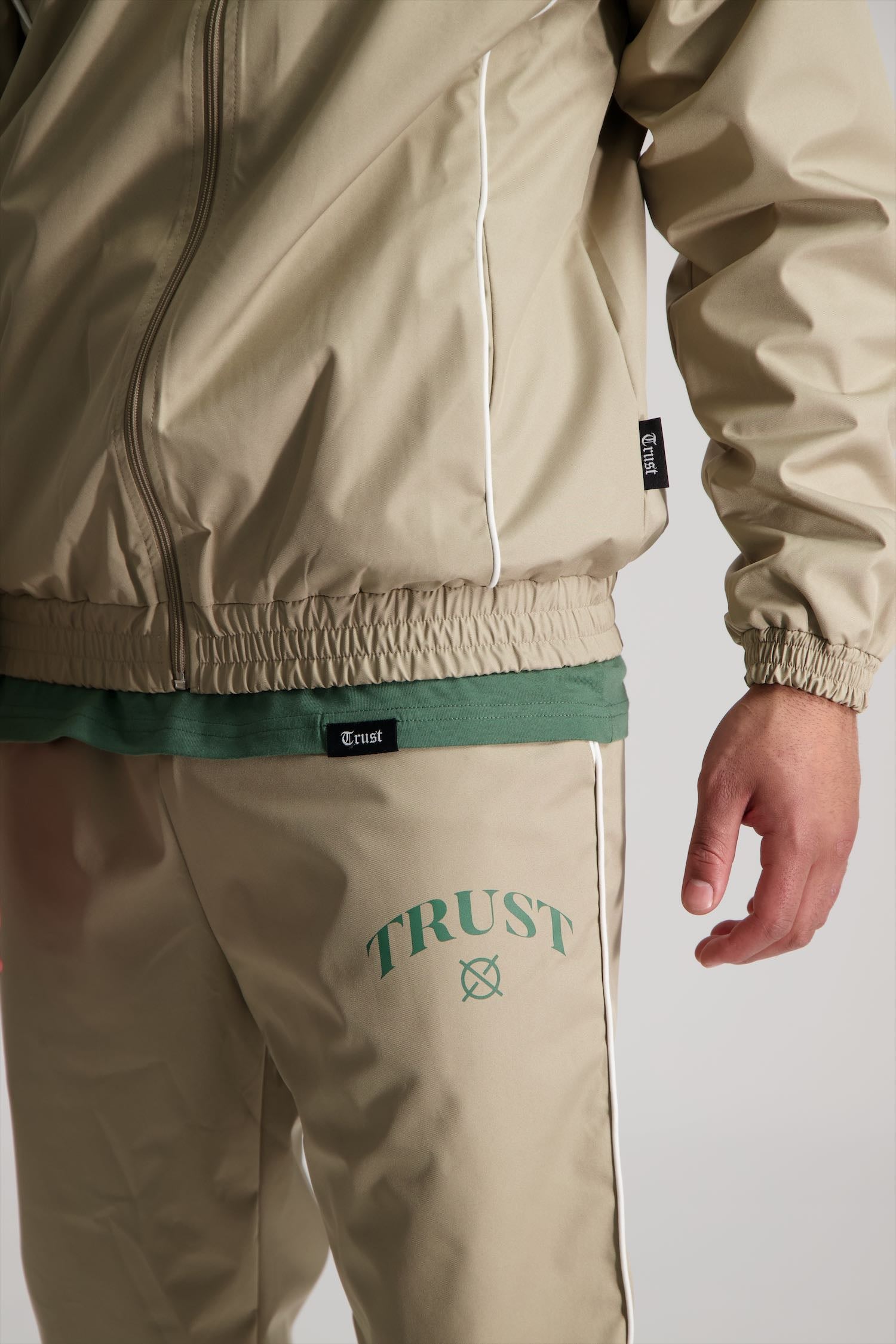 'I'AM NOT BASIC' Beige Tracksuit Pants