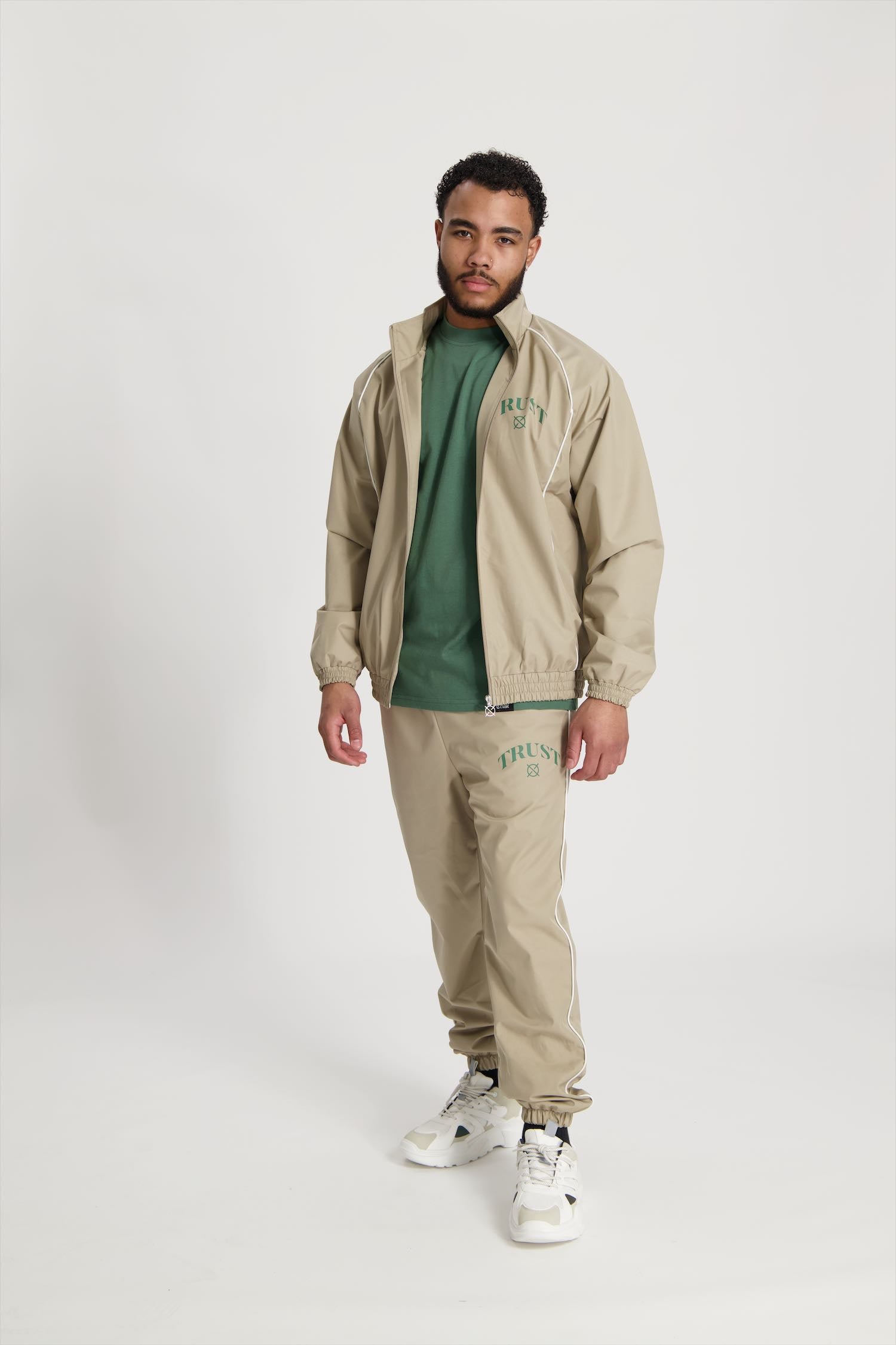 'I'AM NOT BASIC' Beige Tracksuit Zipper
