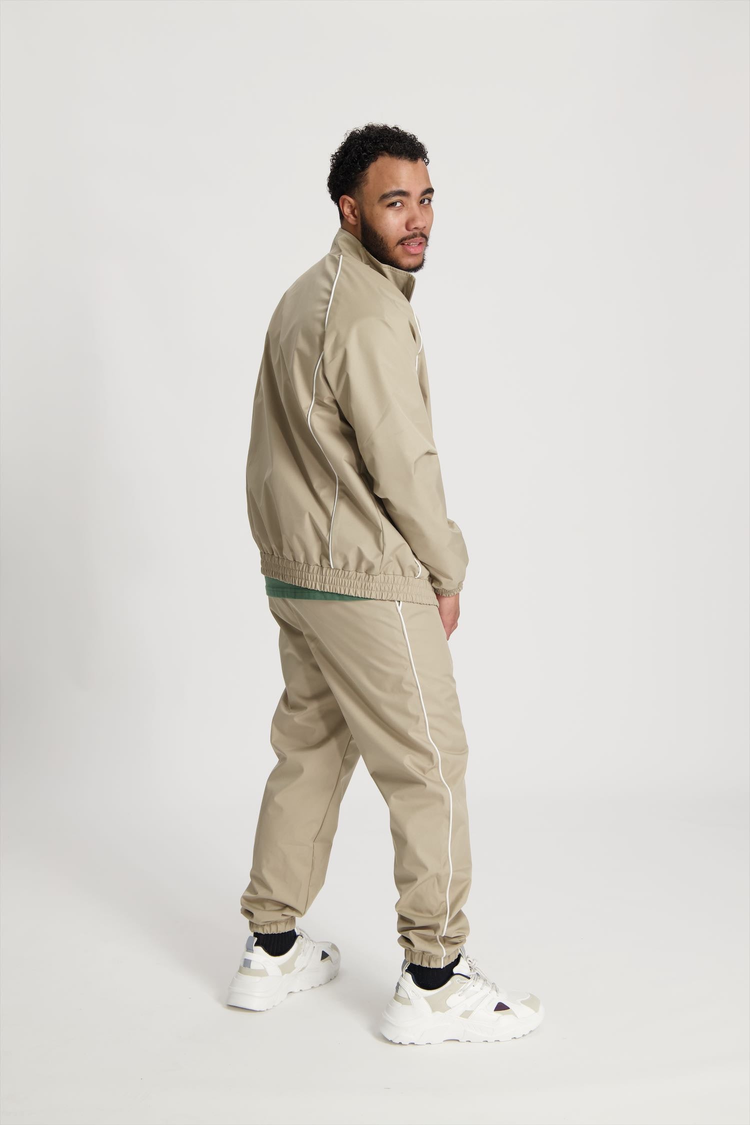 'I'AM NOT BASIC' Beige Tracksuit Zipper