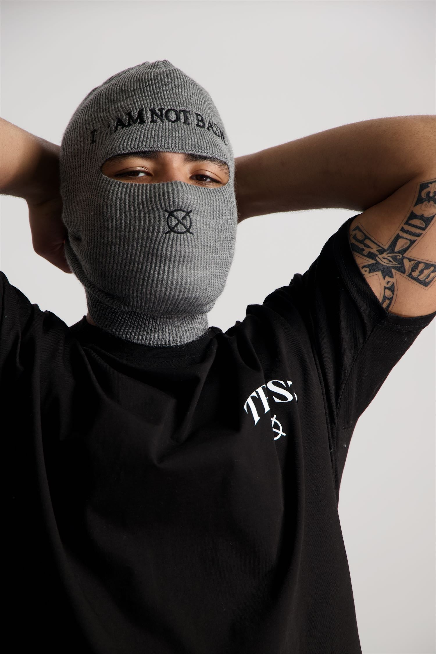 'I'AM NOT BASIC' Grey Balaclava