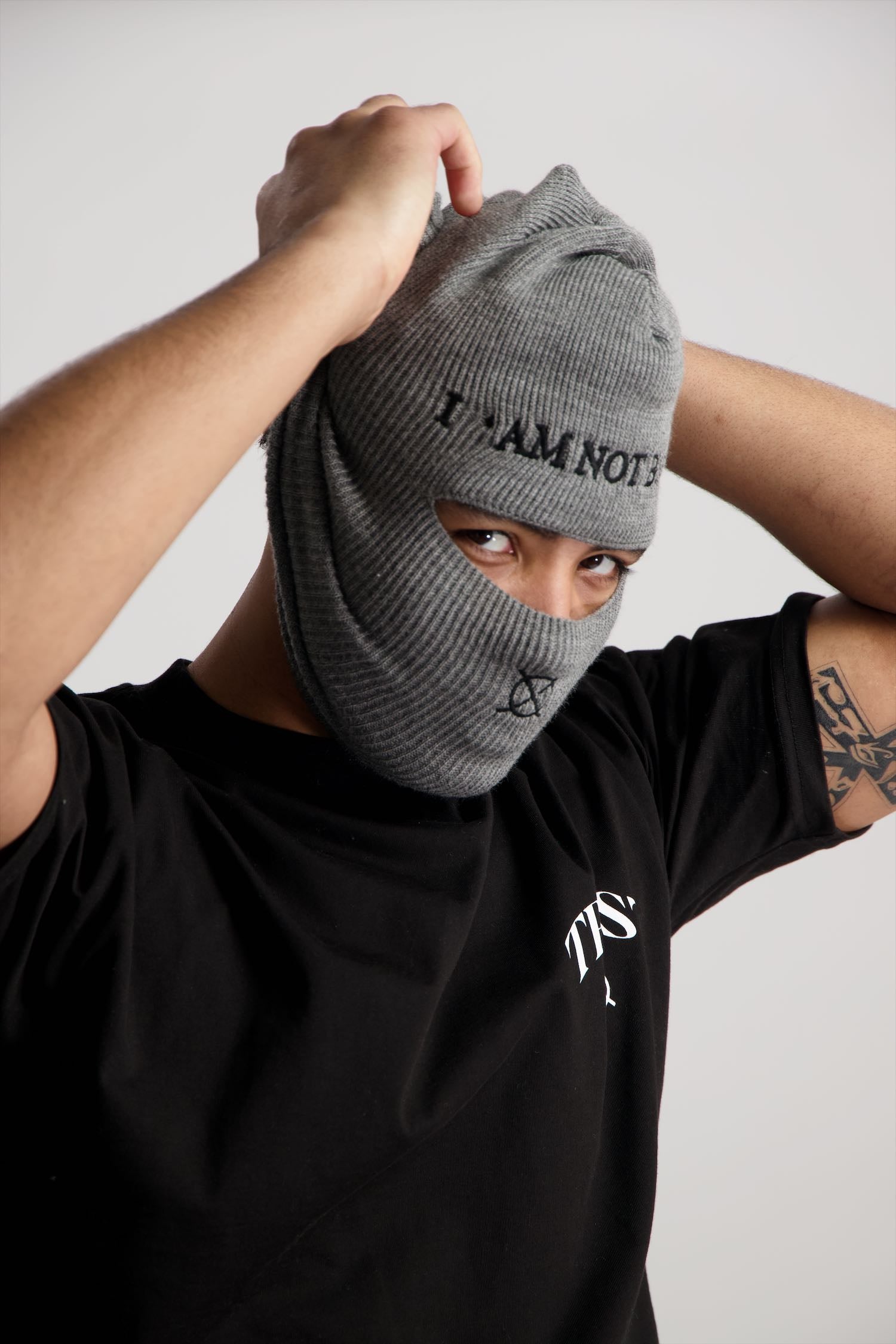 'I'AM NOT BASIC' Grey Balaclava