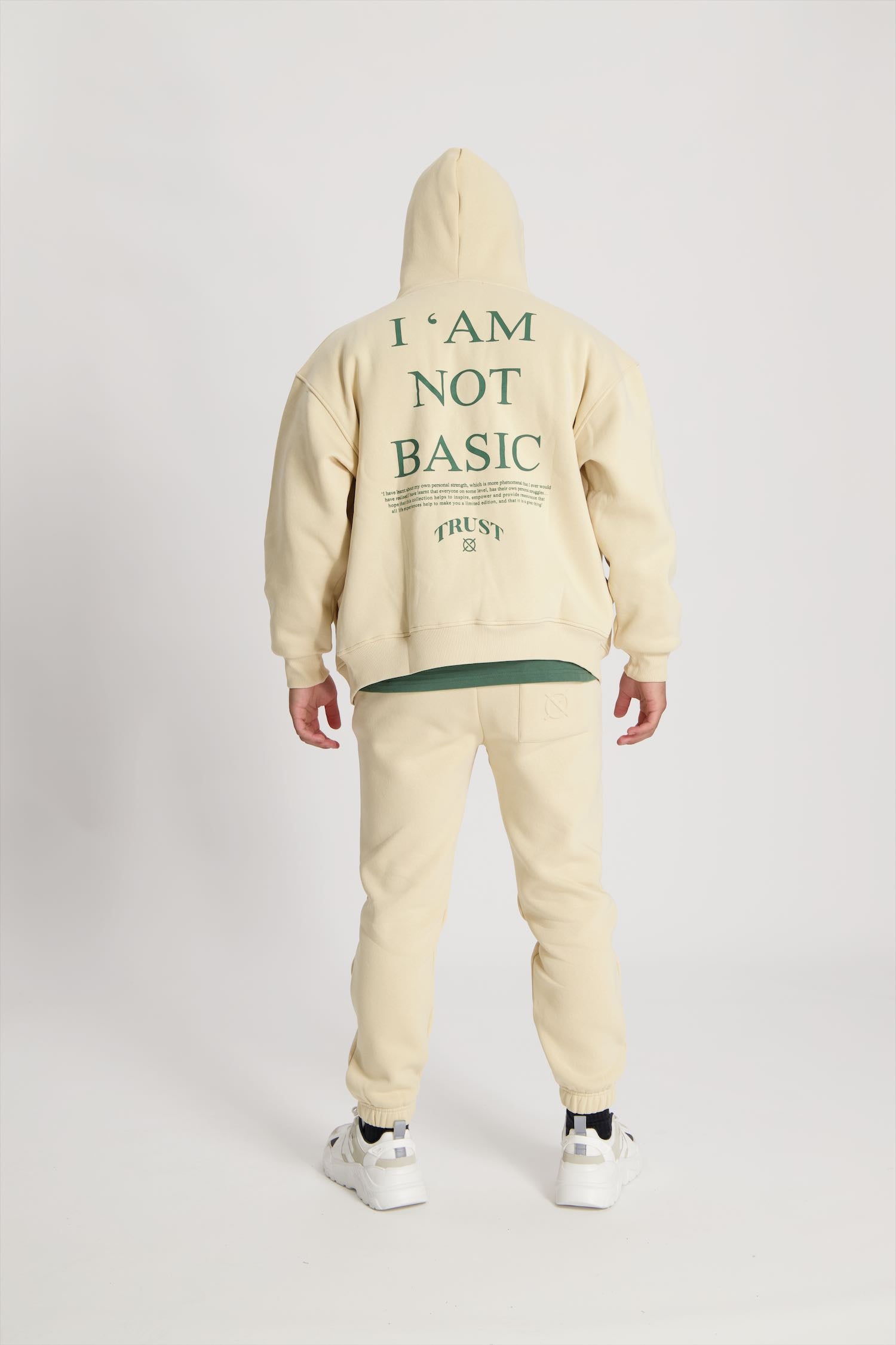 'I'AM NOT BASIC' Beige Zipper Hoodie