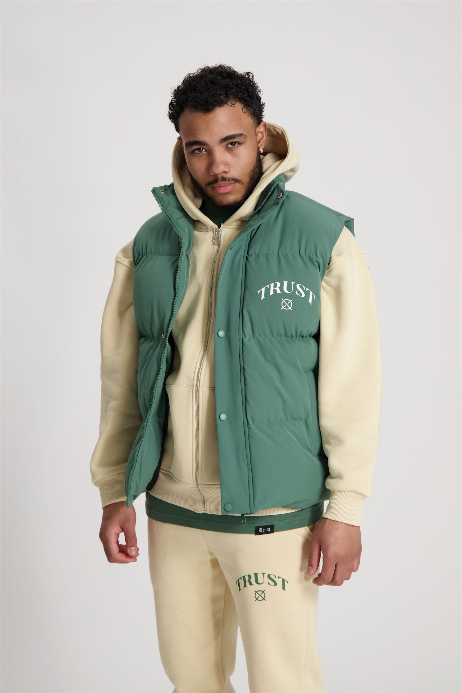 'I'AM NOT BASIC' Green Bodywarmer