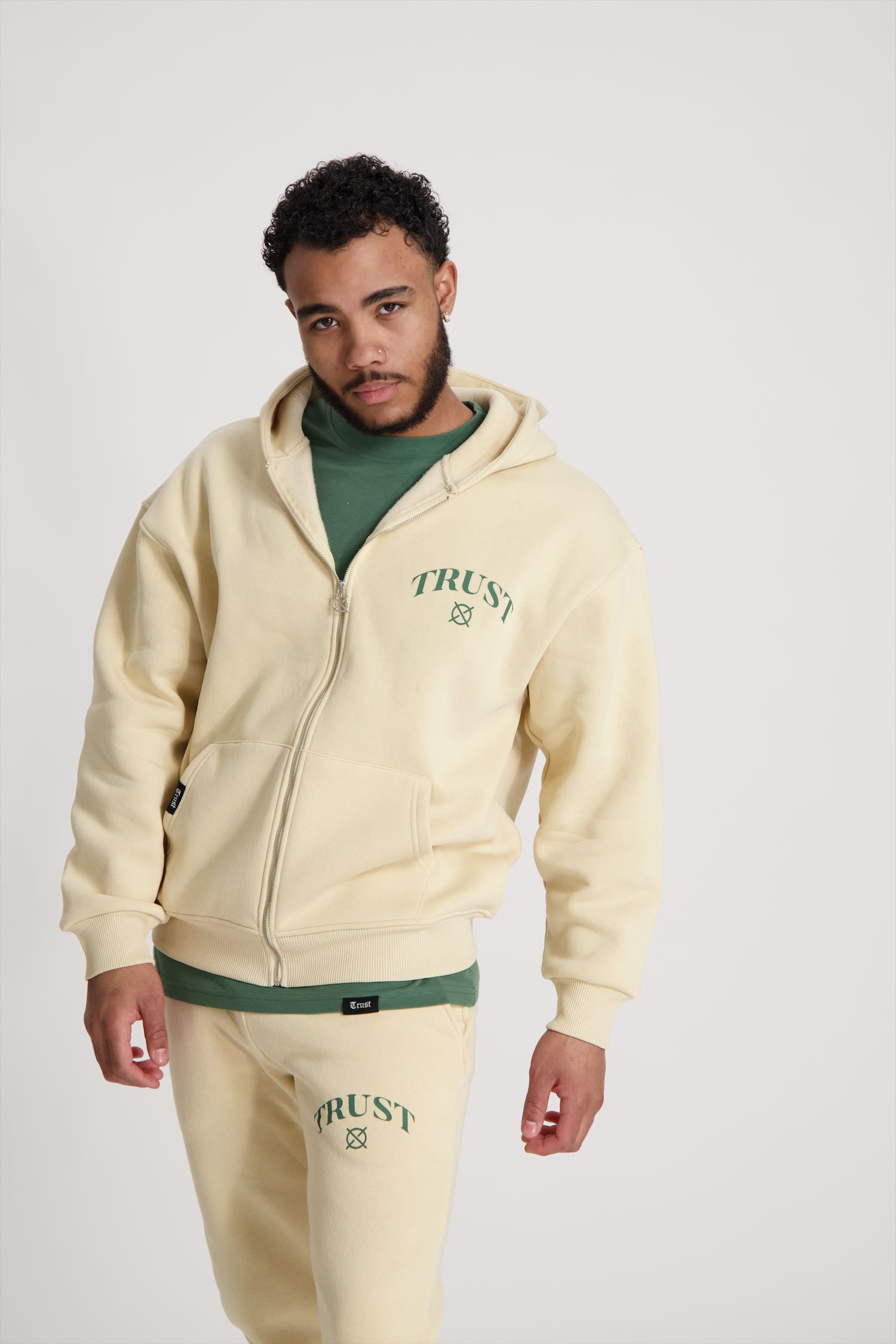'I'AM NOT BASIC' Beige Zipper Hoodie