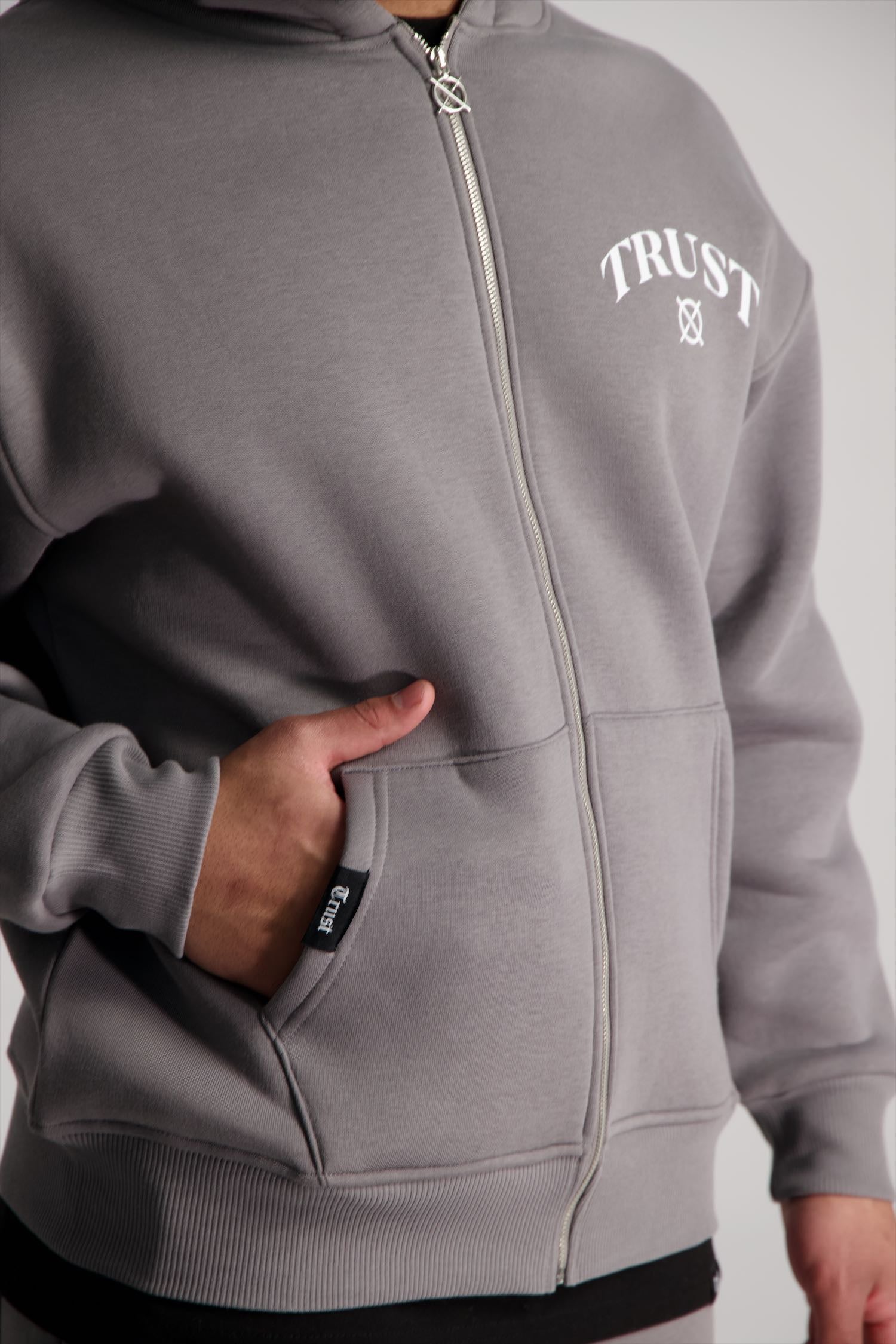 'I'AM NOT BASIC' Grey Zipper Hoodie