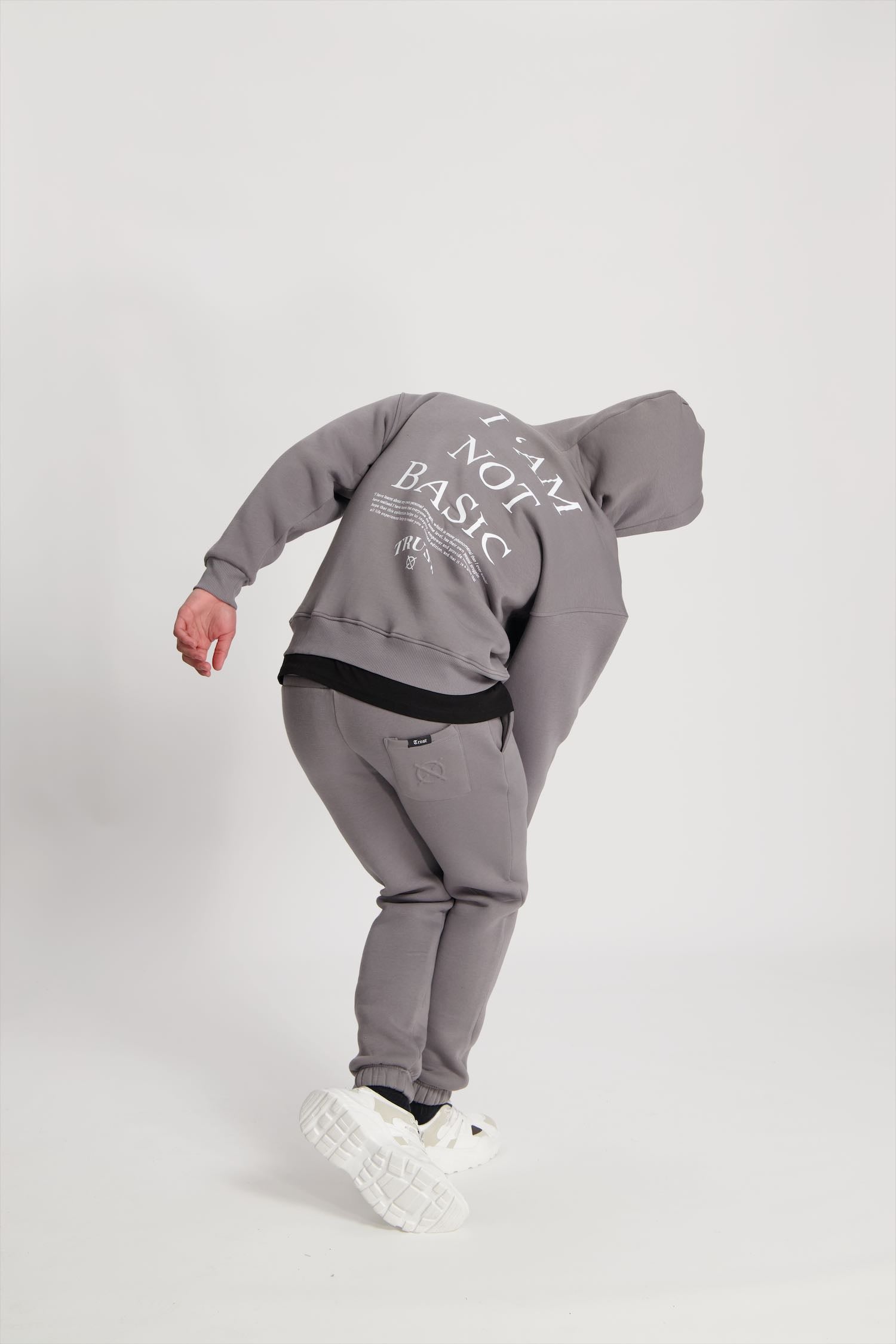 'I'AM NOT BASIC' Grey Zipper Hoodie