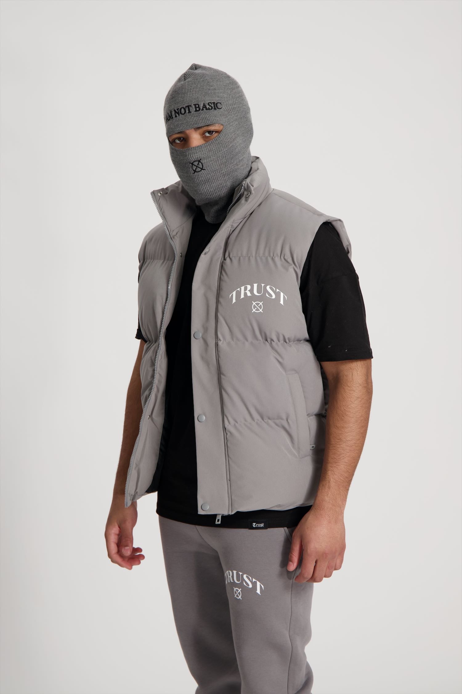 'I'AM NOT BASIC' Grey Balaclava