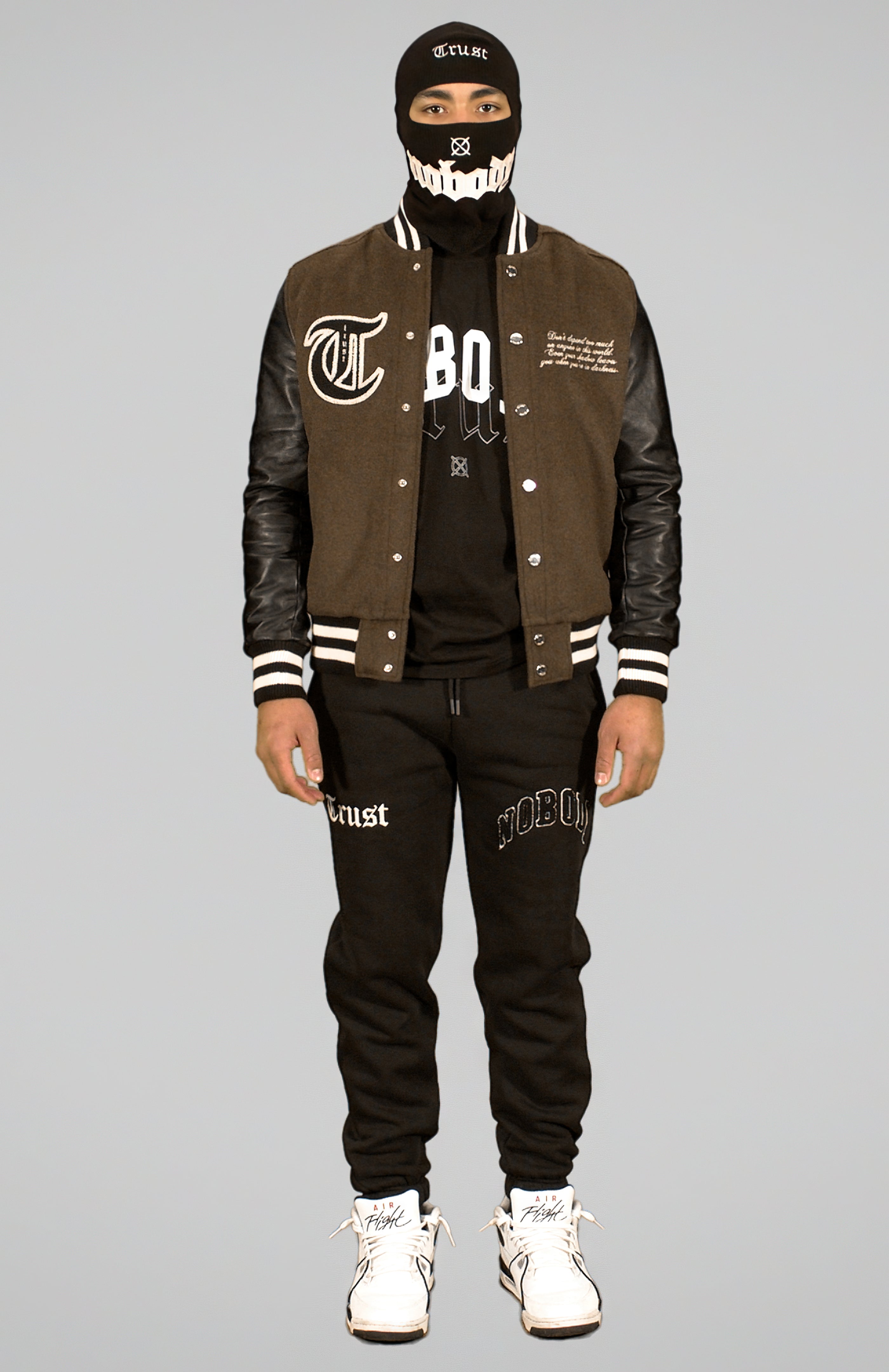 'TRUST Nobody' Brown Baseball Jacket - TRUST Amsterdam