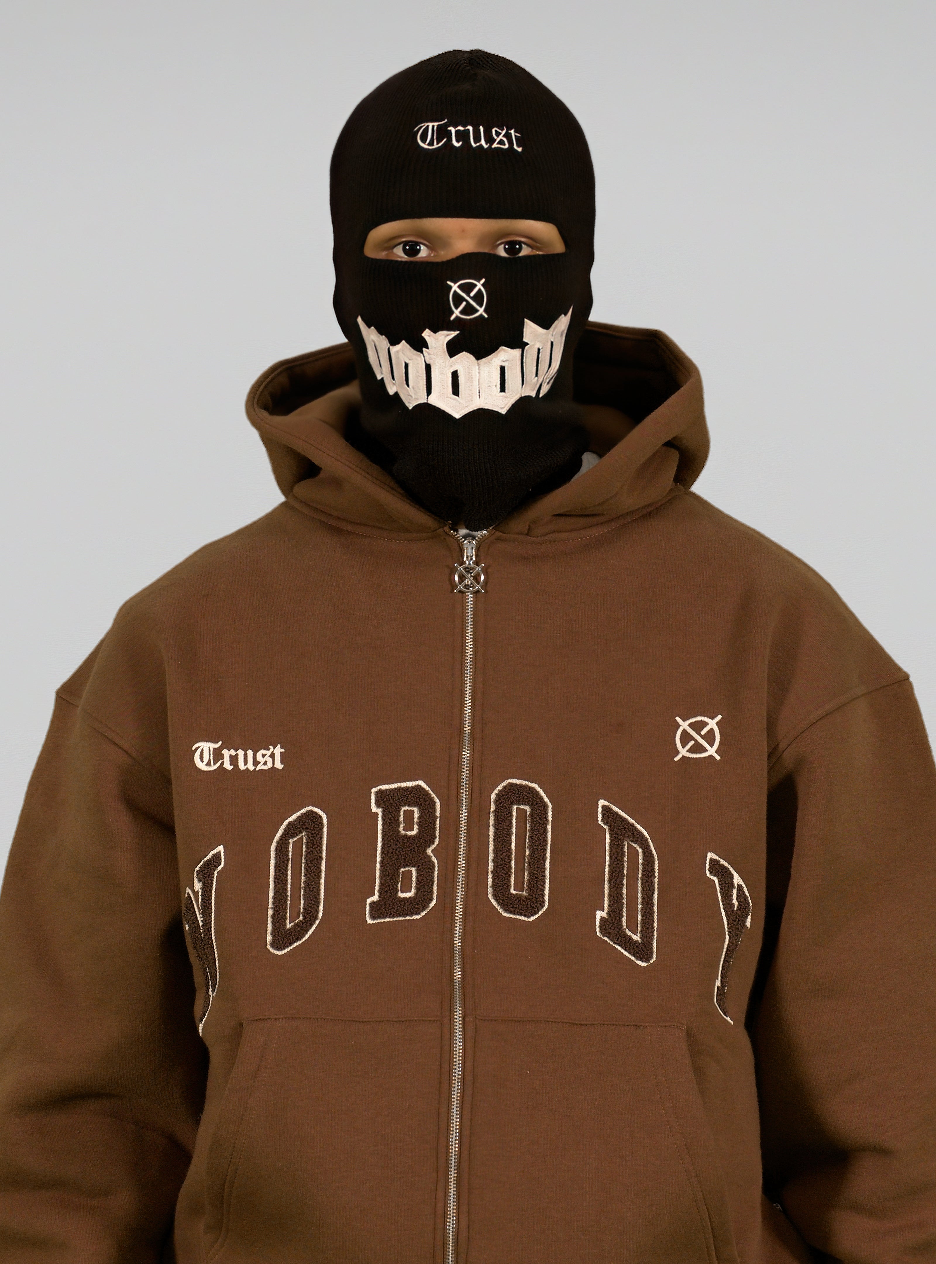 'TRUST Nobody' Brown Zipper Hoodie - TRUST Amsterdam