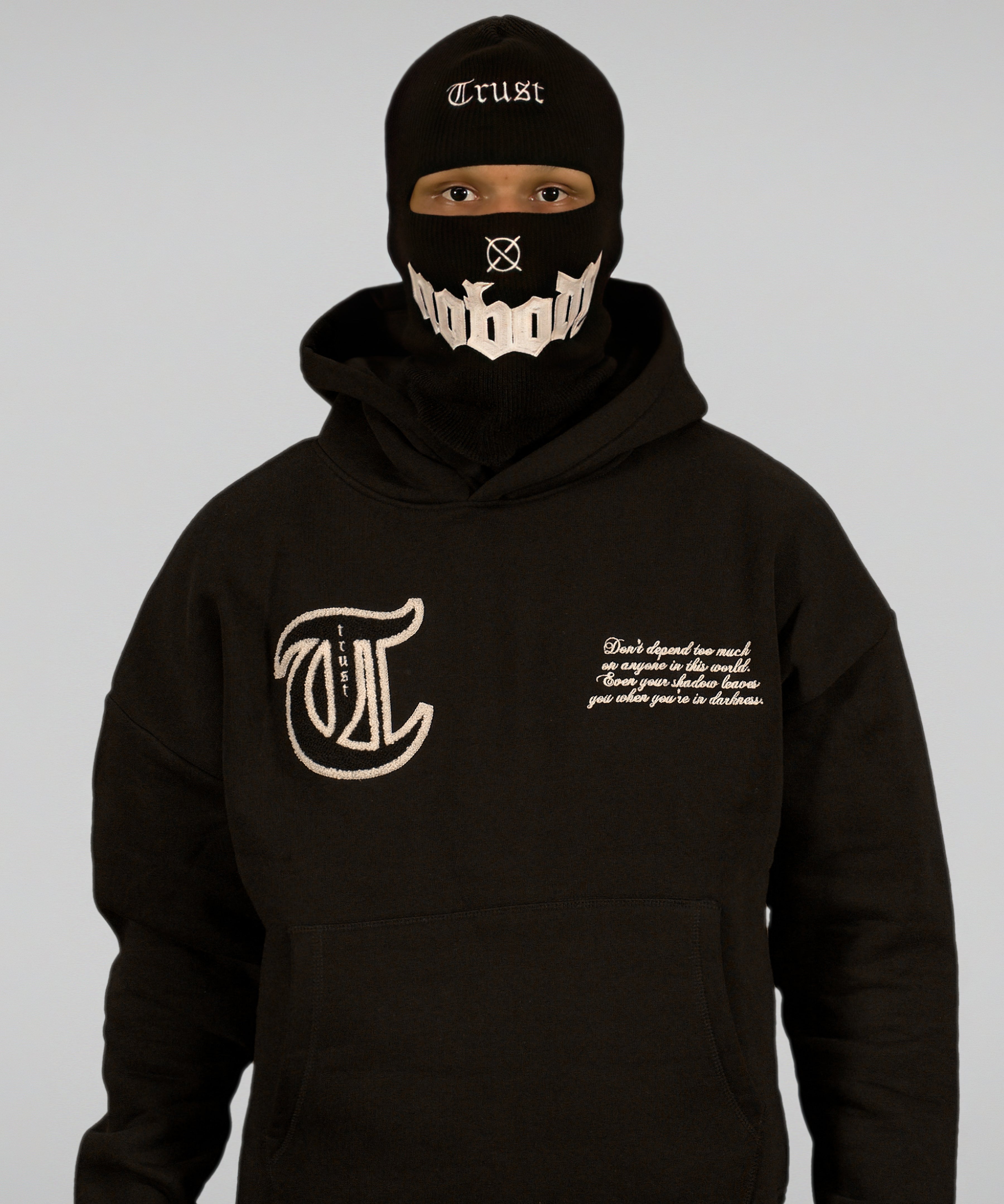 'TRUST Nobody' Dark Hoodie - TRUST Amsterdam