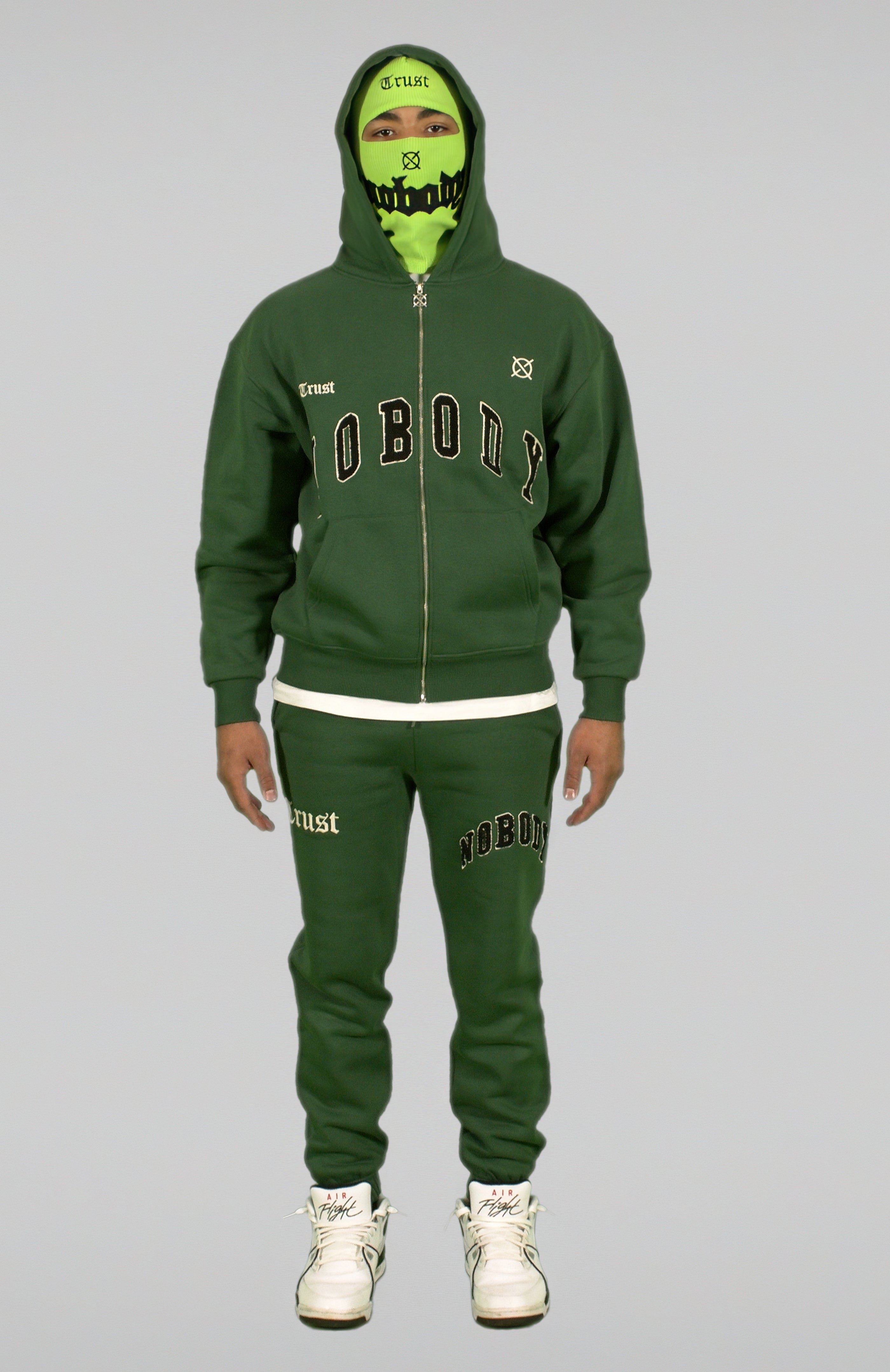 'TRUST Nobody' Green Zipper Hoodie - TRUST Amsterdam