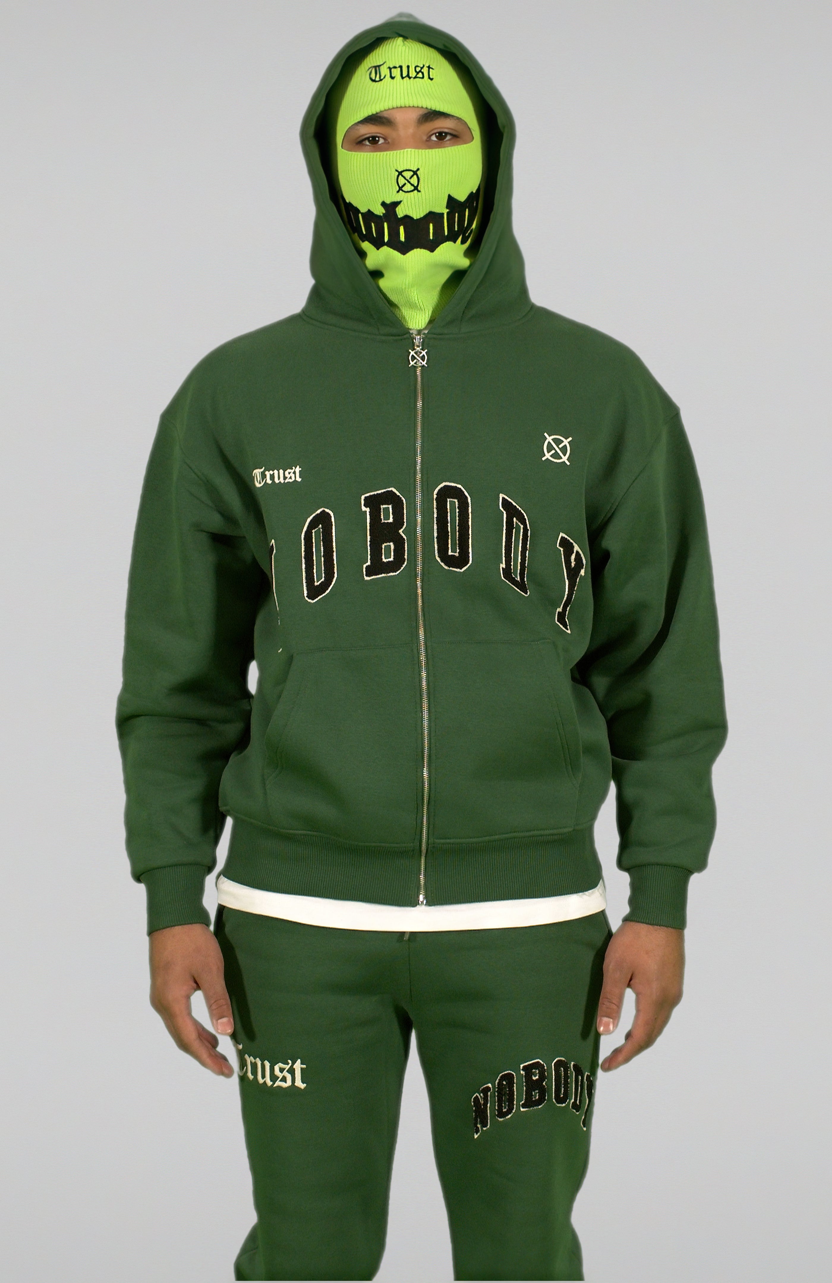 'TRUST Nobody' Green Zipper Hoodie - TRUST Amsterdam