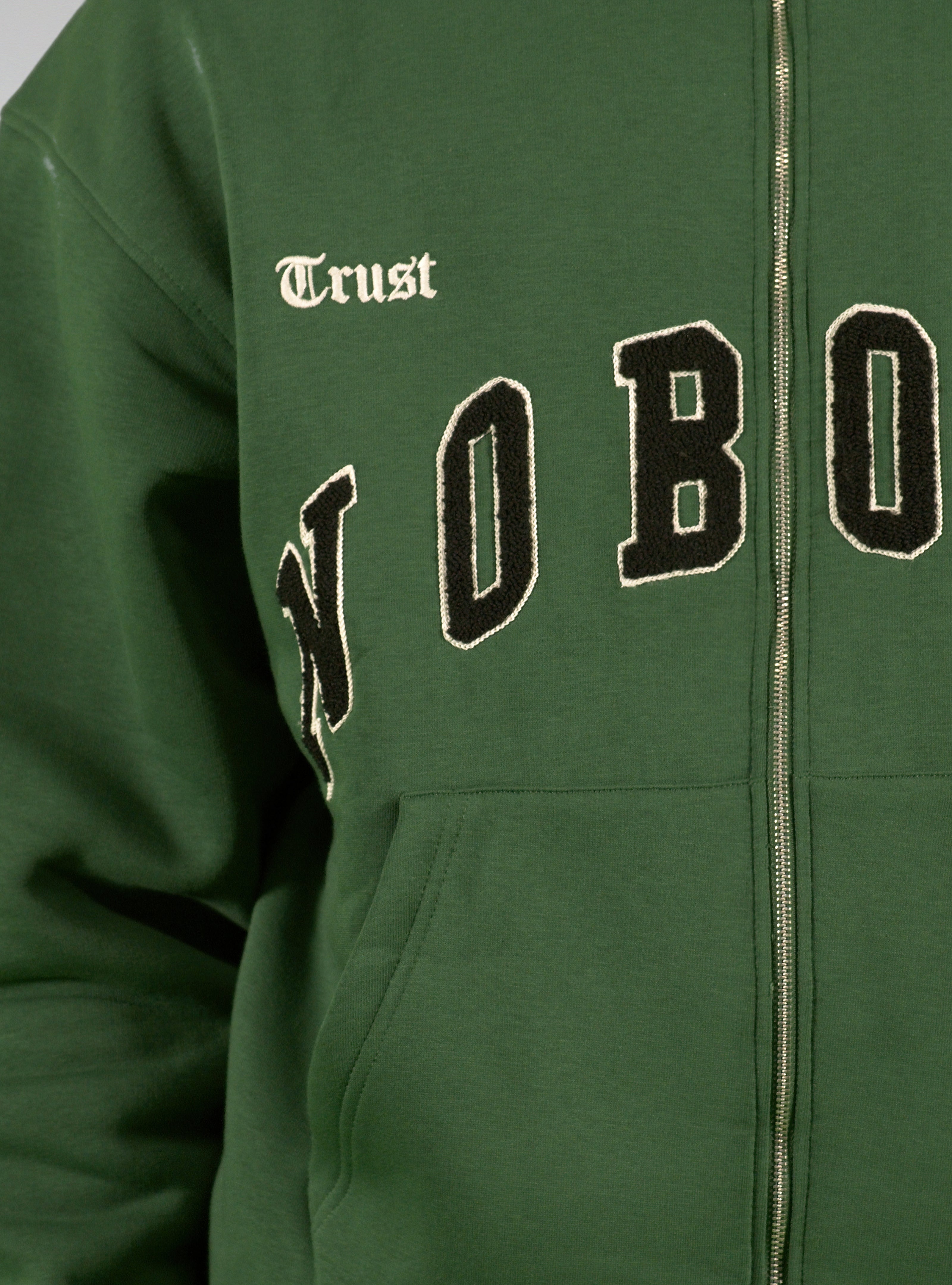 'TRUST Nobody' Green Zipper Hoodie - TRUST Amsterdam