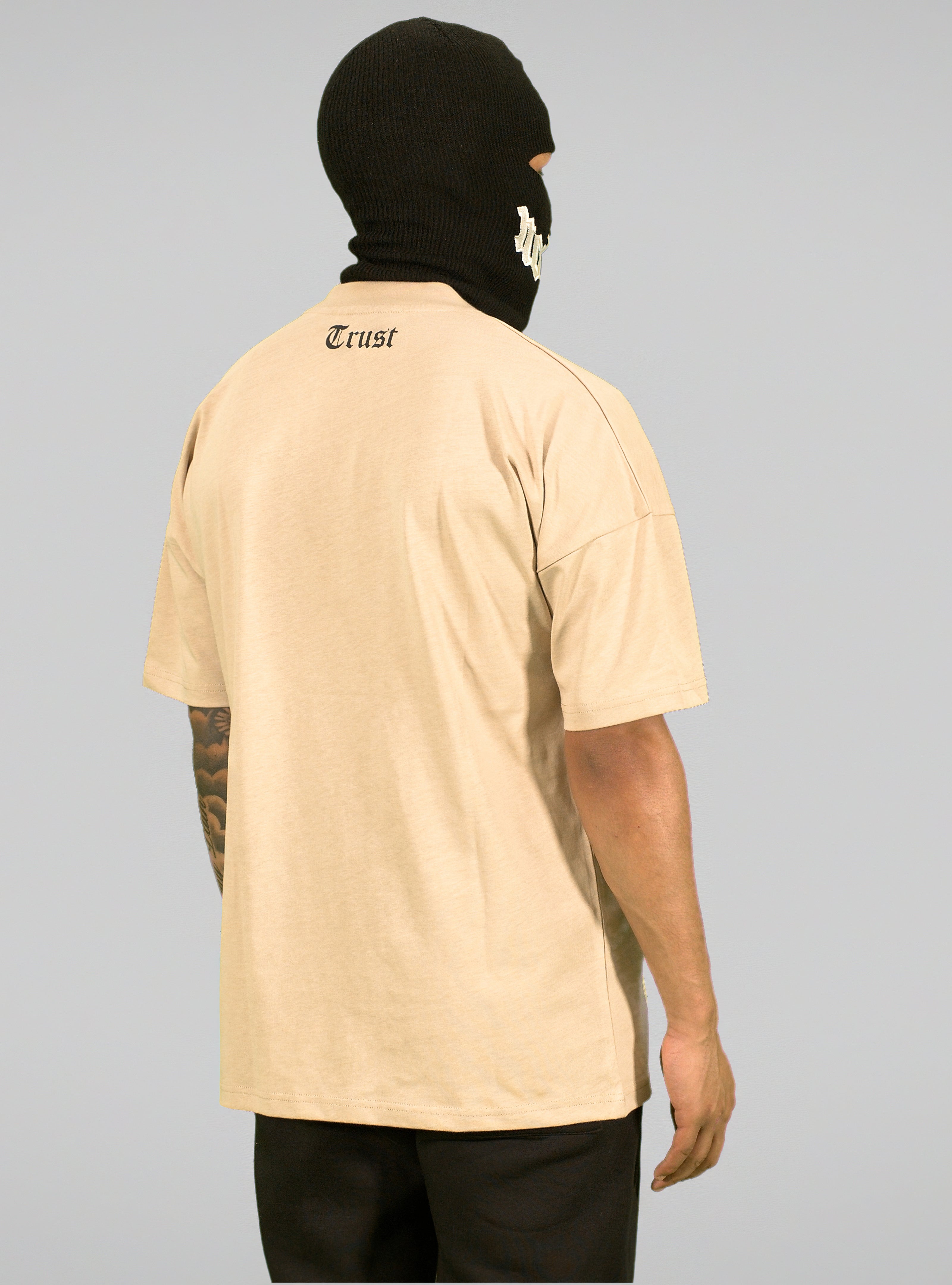 'TRUST Nobody' Middlefinger Sand Tee - TRUST Amsterdam