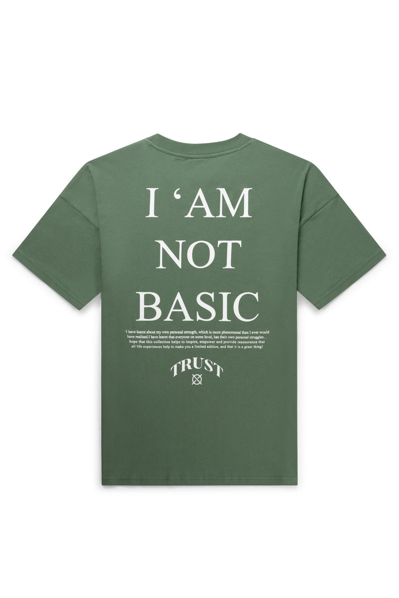 'I'AM NOT BASIC' Green Tee