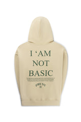 'I'AM NOT BASIC' Beige Zipper Hoodie