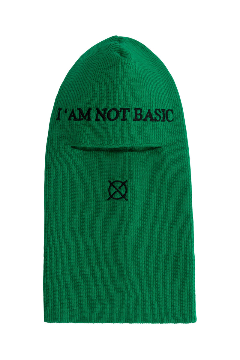 'I'AM NOT BASIC' Green Balaclava
