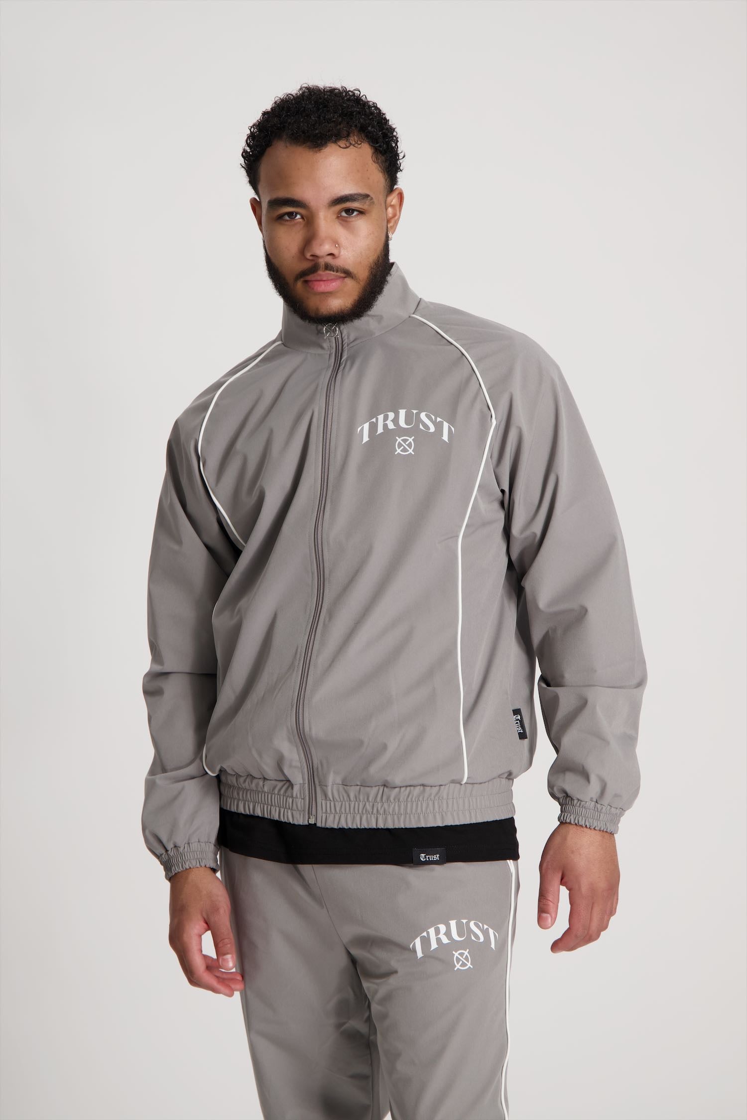 'I'AM NOT BASIC' Grey Tracksuit Zipper