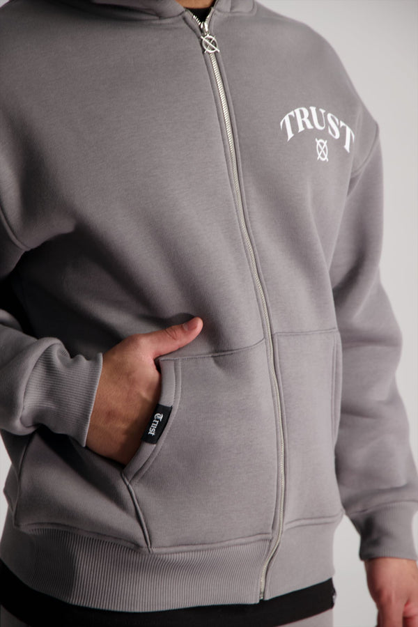 'I'AM NOT BASIC' Grey Zipper Hoodie
