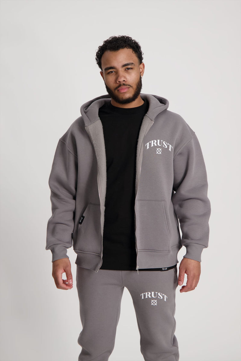 'I'AM NOT BASIC' Grey Zipper Hoodie