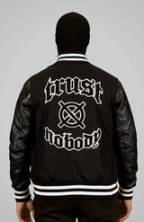'TRUST Nobody' Black Baseball Jacket - TRUST Amsterdam