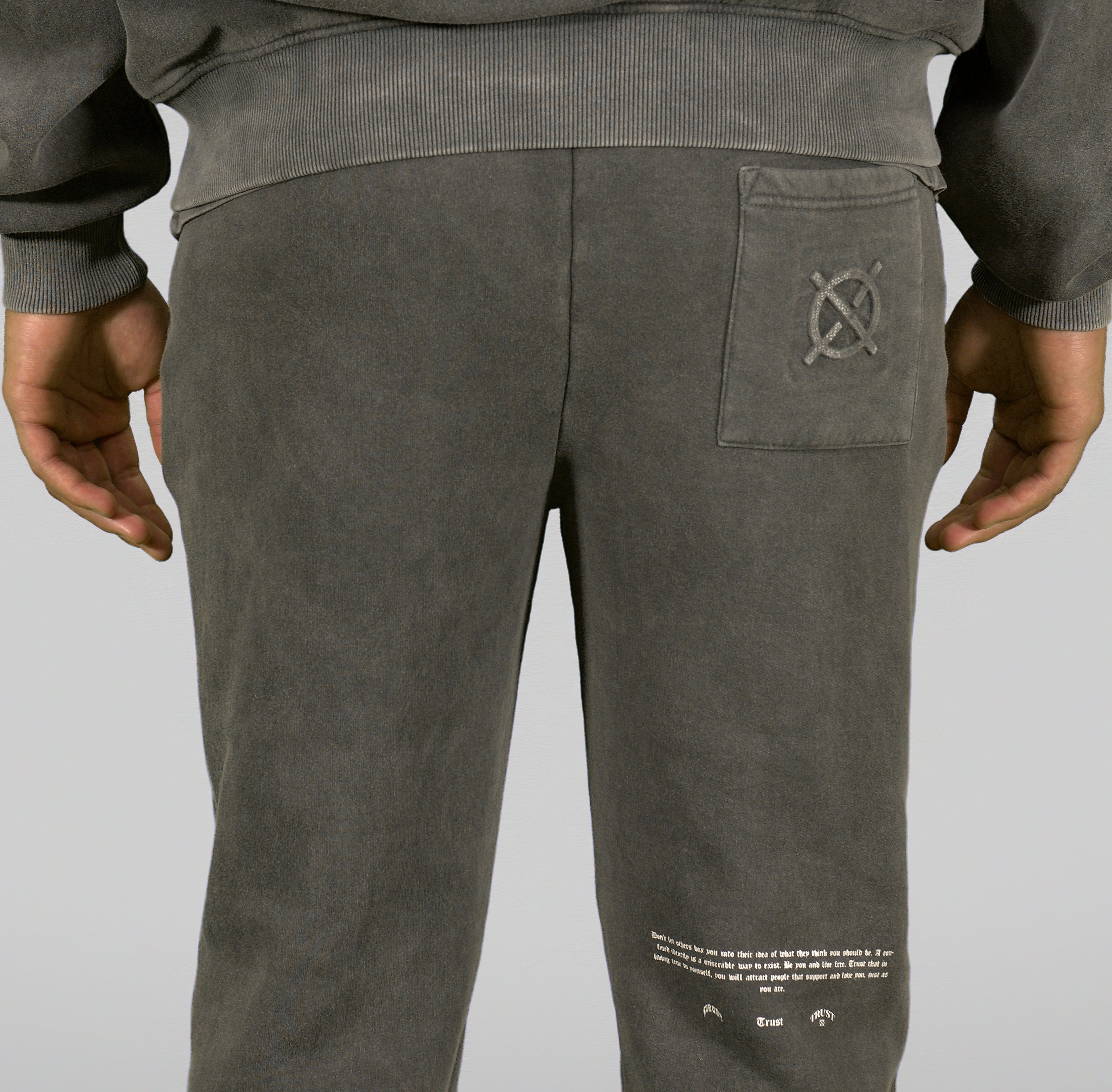 TRUST Nobody Stonewashed Grey Sweatpants